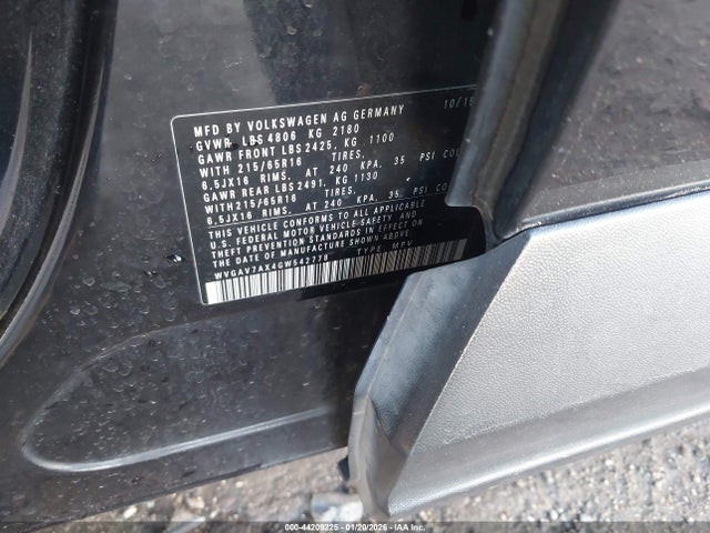 WVGAV7AX4GW542778 Volkswagen TIGUAN S
