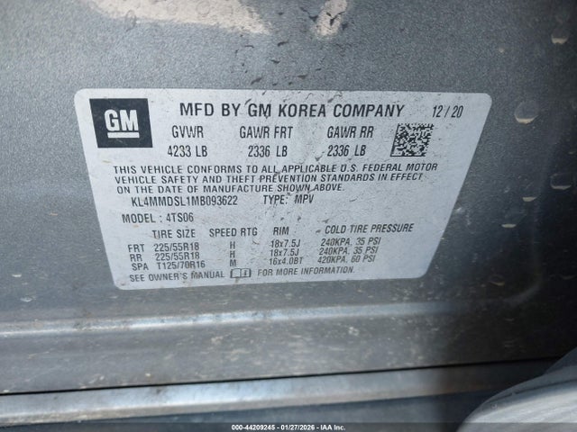 Aukcja sprzedaży 2021 Buick Encore Gx Fwd Select, vin: KL4MMDSL1MB093622, numer aukcji: 44209245