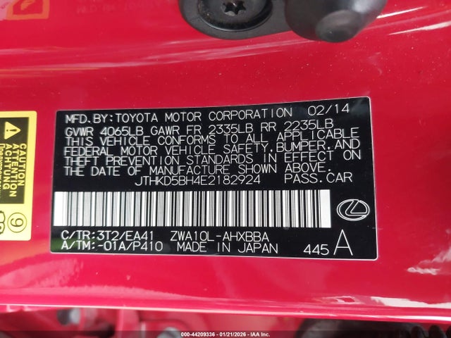 JTHKD5BH4E2182924 Lexus CT 200H