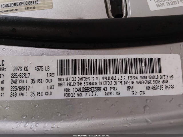 Jeep Compass Sport 2014 1C4NJDBBXED588143 Image 9