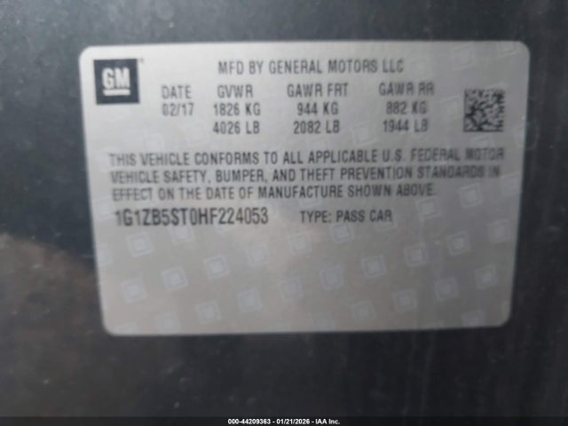 1G1ZB5ST0HF224053 Chevrolet MALIBU LS
