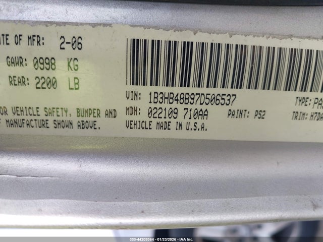 2007 DODGE CALIBER 1B3HB48B97D506537 Photo 8