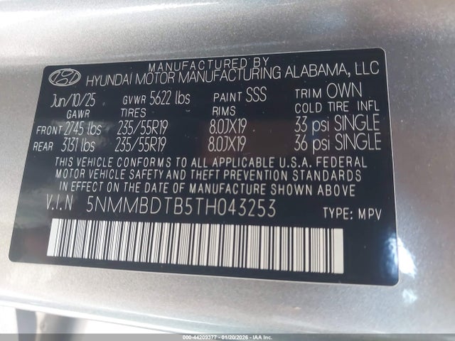 5NMMBDTB5TH043253 Genesis Gv70 2.5t Advanced