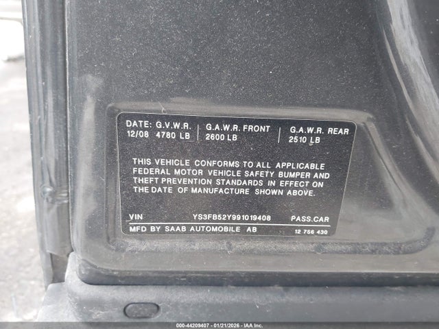 2009 SAAB 9-3 YS3FB52Y991019408 Photo 8
