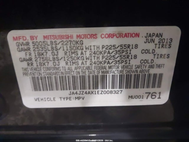 Aukcja sprzedaży 2014 Mitsubishi Outlander Gt, vin: JA4JZ4AX1EZ008327, numer aukcji: 44209417