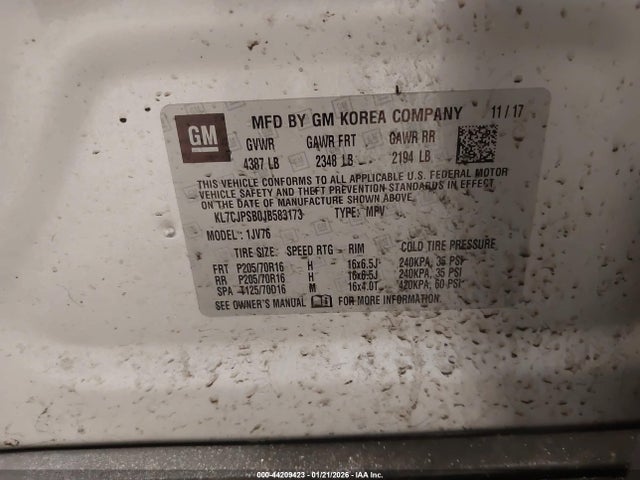 Chevrolet Trax Lt 2018 KL7CJPSB0JB583173 Image 9