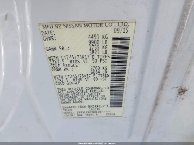 Nissan Nv S 2016 1N6AF0LY8GN800673 Image 9