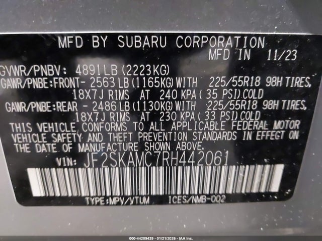 2024 SUBARU FORESTER JF2SKAMC7RH442061 Photo 8