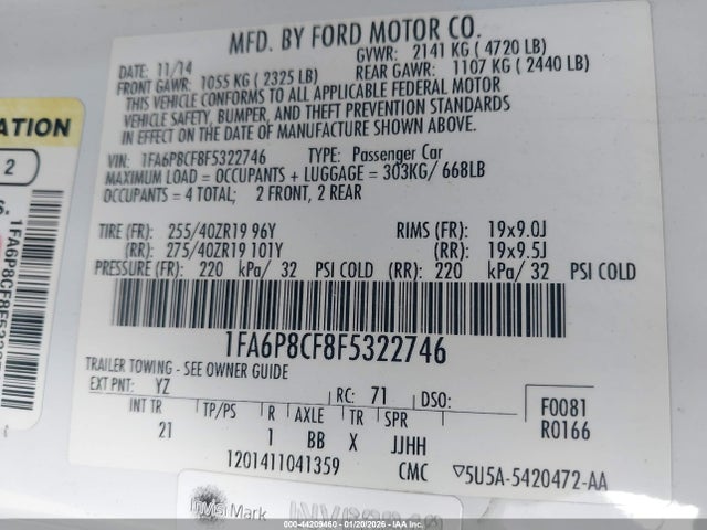 2015 FORD MUSTANG 1FA6P8CF8F5322746 Photo 8