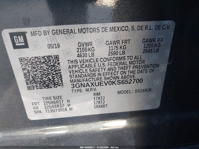3GNAXUEV0KS652700 Chevrolet EQUINOX LT