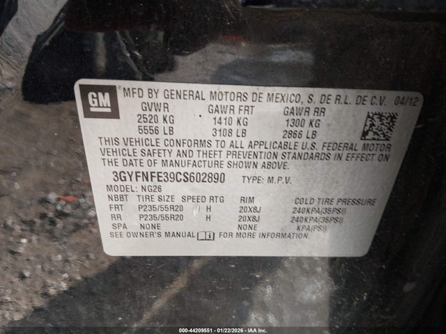 2012 CADILLAC SRX 3GYFNFE39CS602890 Photo 8