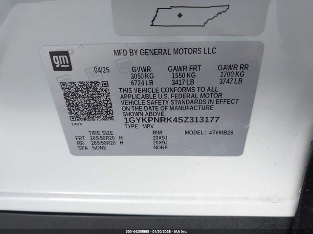 Продажа на аукционе авто 2025 Cadillac Lyriq Luxury 1 Rwd, vin: 1GYKPNRK4SZ313177, номер лота: 44209568