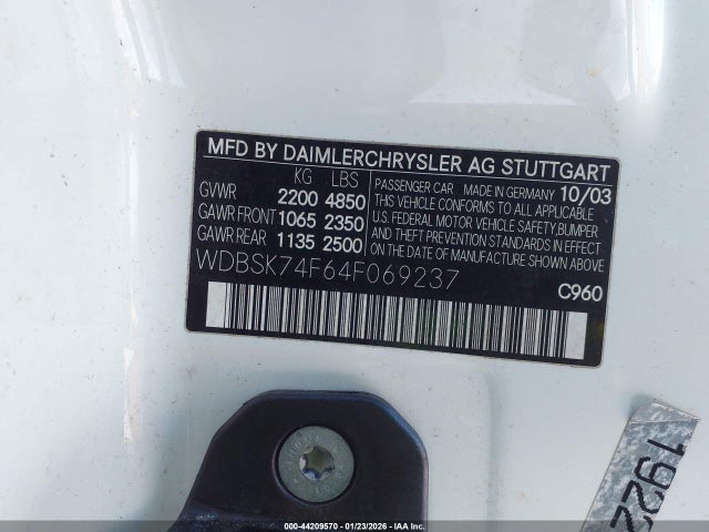 2004 MERCEDES-BENZ SL 55 AMG WDBSK74F64F069237 Photo 8