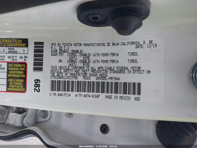 3TMCZ5AN1LM313750 Toyota Tacoma Sr5 V6