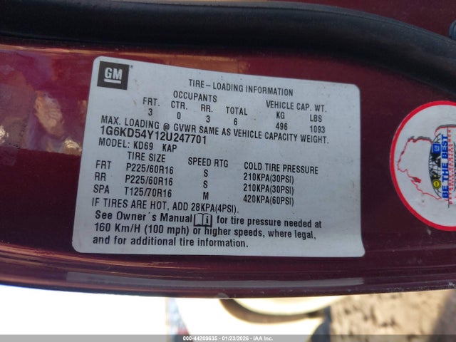 2002 CADILLAC DEVILLE 1G6KD54Y12U247701 Photo 8