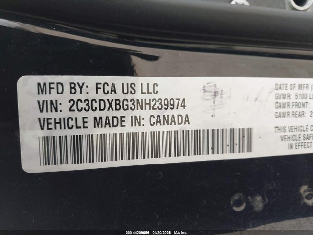 Продажа на аукционе авто 2022 Dodge Charger Sxt Rwd, vin: 2C3CDXBG3NH239974, номер лота: 44209656