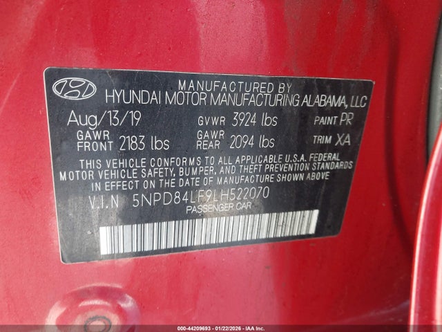 5NPD84LF9LH522070 Hyundai Elantra Value Edition