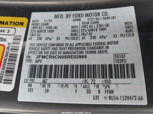 3FMCR9CN9SRE02869 Ford Bronco Sport Outer Banks