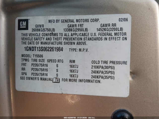 2006 CHEVROLET TRAILBLAZER 1GNDT13S062261984 Photo 8