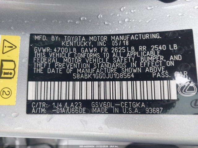 Lexus ES 350 2018 58ABK1GG0JU108564 Image 9