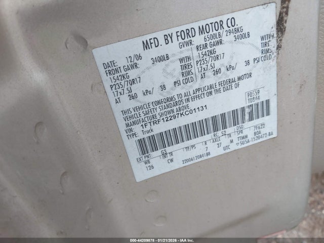 2007 FORD F-150 1FTRF12297KC01131 Photo 8
