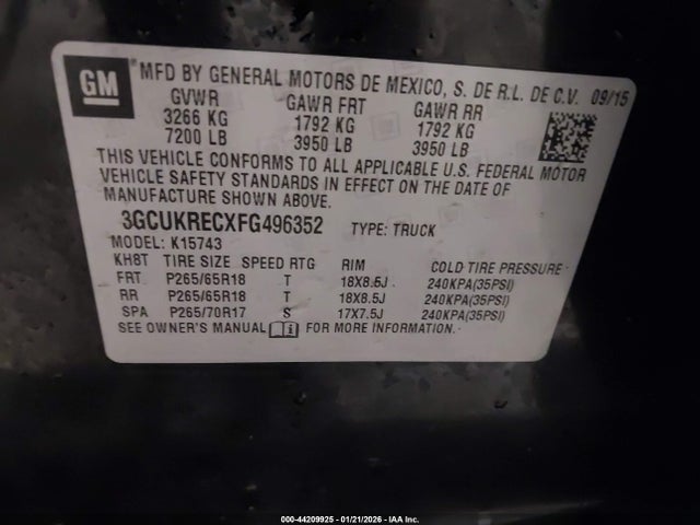 2015 CHEVROLET SILVERADO 1500 3GCUKRECXFG496352 Photo 8