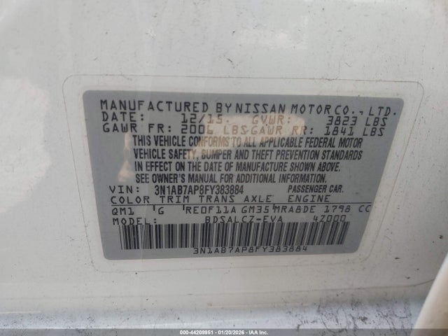 3N1AB7AP8FY383884 Nissan SENTRA S