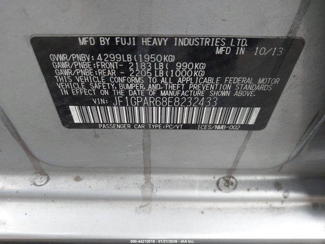 JF1GPAR68E8232433 Subaru Impreza 2.0i Sport Limited