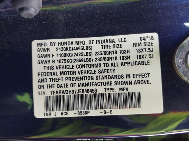 7FARW2H97JE046453 Honda Cr-v Touring