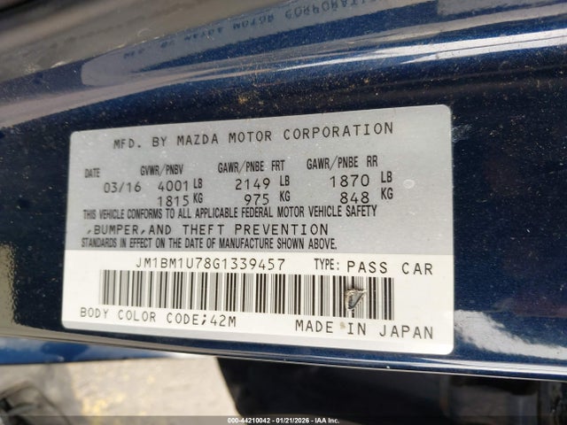 JM1BM1U78G1339457 Mazda Mazda3 I Sport