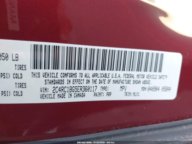 Продаж на аукціоні авто 2014 Chrysler Town & Country Touring, vin: 2C4RC1BG5ER360117, номер лоту: 44210059