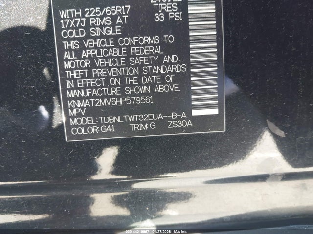 Aukcja sprzedaży 2017 Nissan Rogue Sv, vin: KNMAT2MV6HP579561, numer aukcji: 44210067