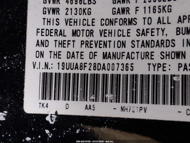 Aukcja sprzedaży 2013 Acura Tl 3.5, vin: 19UUA8F28DA007365, numer aukcji: 44210100