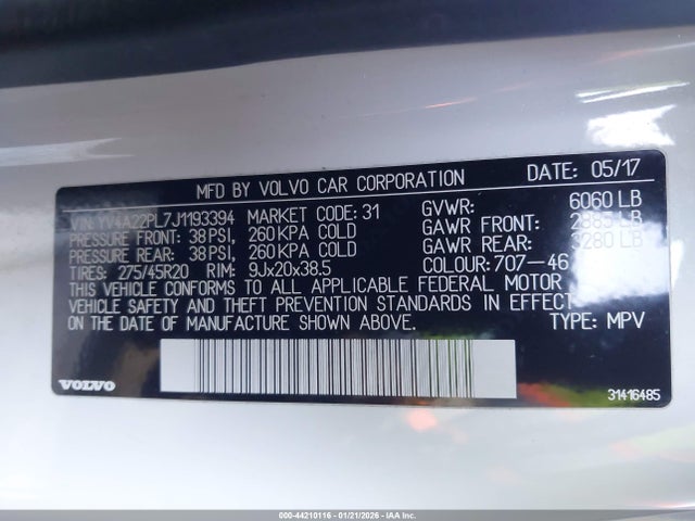 YV4A22PL7J1193394 Volvo Xc90 T6 Inscription