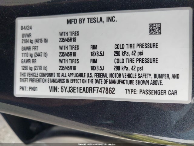 2024 TESLA MODEL 3 5YJ3E1EA0RF747862 Photo 8