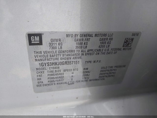 2016 CADILLAC ESCALADE ESV 1GYS3HKJ0GR357151 Photo 8