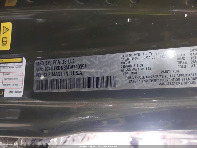 2021 JEEP WRANGLER UNLIMITED 1C4HJXDN3MW740398 Photo 8