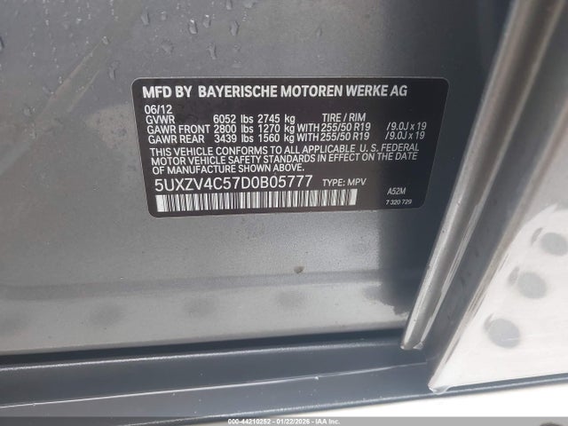 44210252 :رقم المزاد ، 5UXZV4C57D0B05777 vin ، 2013 Bmw X5 Xdrive35i/xdrive35i Premium/xdrive35i Sport Activity مزاد بيع