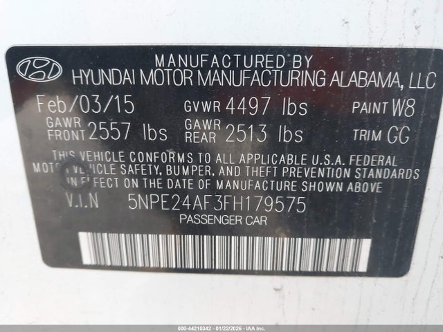 2015 HYUNDAI SONATA 5NPE24AF3FH179575 Photo 8