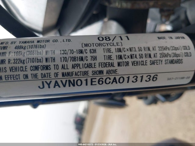 2012 YAMAHA XVS950 JYAVN01E6CA013136 Photo 9