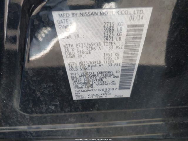 2014 NISSAN PATHFINDER 5N1AR2MN9EC663287 Photo 8