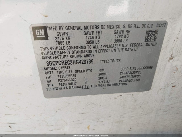 3GCPCREC3HG423739 Chevrolet Silverado 1500 1lt