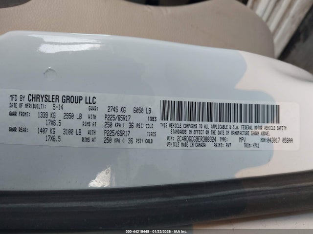 Dodge Grand Caravan Sxt 2014 2C4RDGCG9ER388324 Image 9