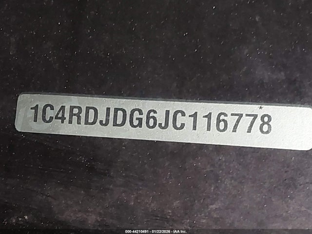 44210491 :رقم المزاد ، 1C4RDJDG6JC116778 vin ، 2018 Dodge Durango Gt Awd مزاد بيع