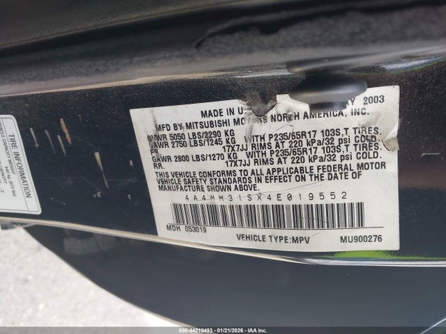 2004 MITSUBISHI ENDEAVOR 4A4MM31SX4E019552 Photo 8