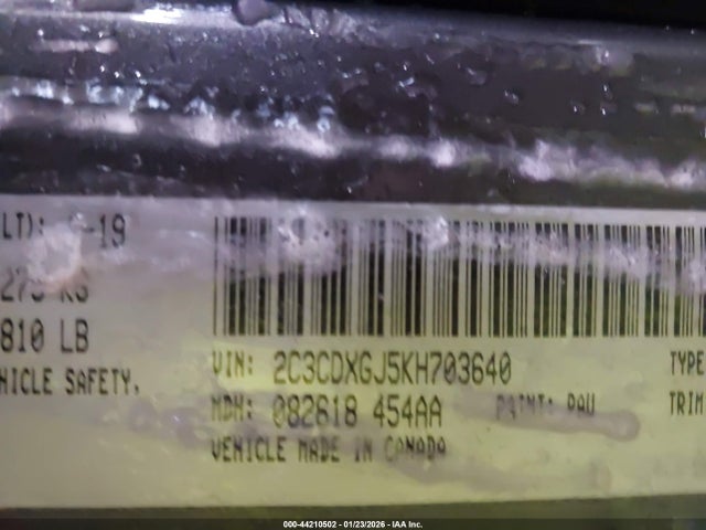 44210502 :رقم المزاد ، 2C3CDXGJ5KH703640 vin ، 2019 Dodge Charger Scat Pack Rwd مزاد بيع
