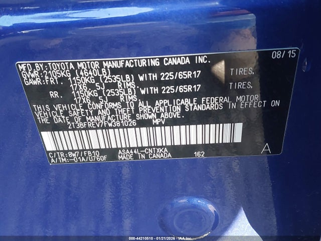 Toyota RAV4 LE 2015 2T3BFREV7FW381026 Image 9