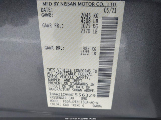 1N4AZ1CV6MC556329 Nissan LEAF SV