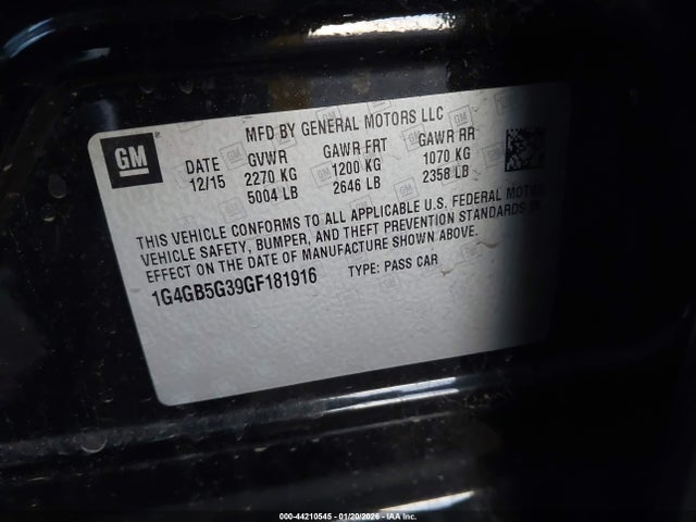 1G4GB5G39GF181916 Buick Lacrosse Leather