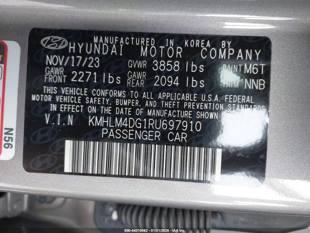 KMHLM4DG1RU697910 Hyundai ELANTRA SEL